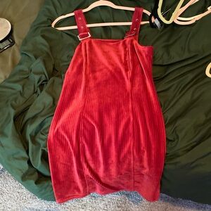 Red overall dress